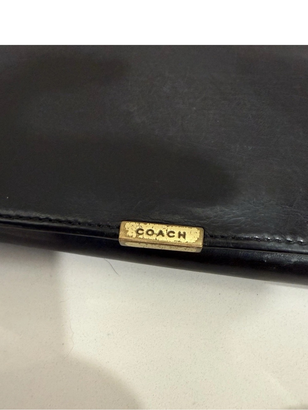 Coach Black Leather Wristlet with Gold Logo wallet